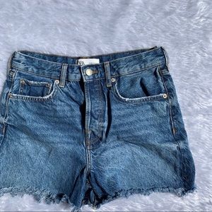 Zara high rise button fly ripped shorts